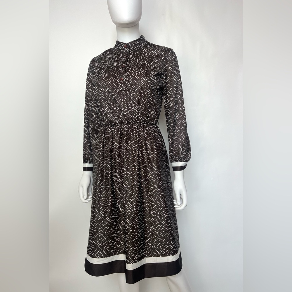 Vintage Late 1950s–Early 1960s Handmade Brown 
Day Dress | Midcentury A-Line‎